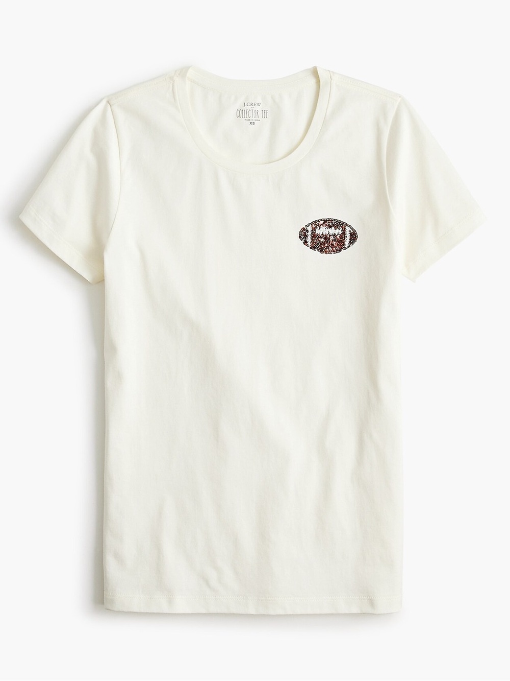J.Crew Factory Women’s Cream Sequin Football Tee NWT